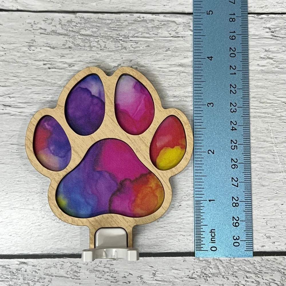 Wooden Paw Print Night Light Colorful Bright Plug In‎ Wall Decor Handmade - Picture 7 of 10